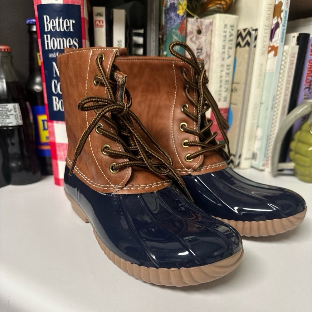 New Womens Yoki Dylan Lace Up Winter Duck Boots Brown Size 6